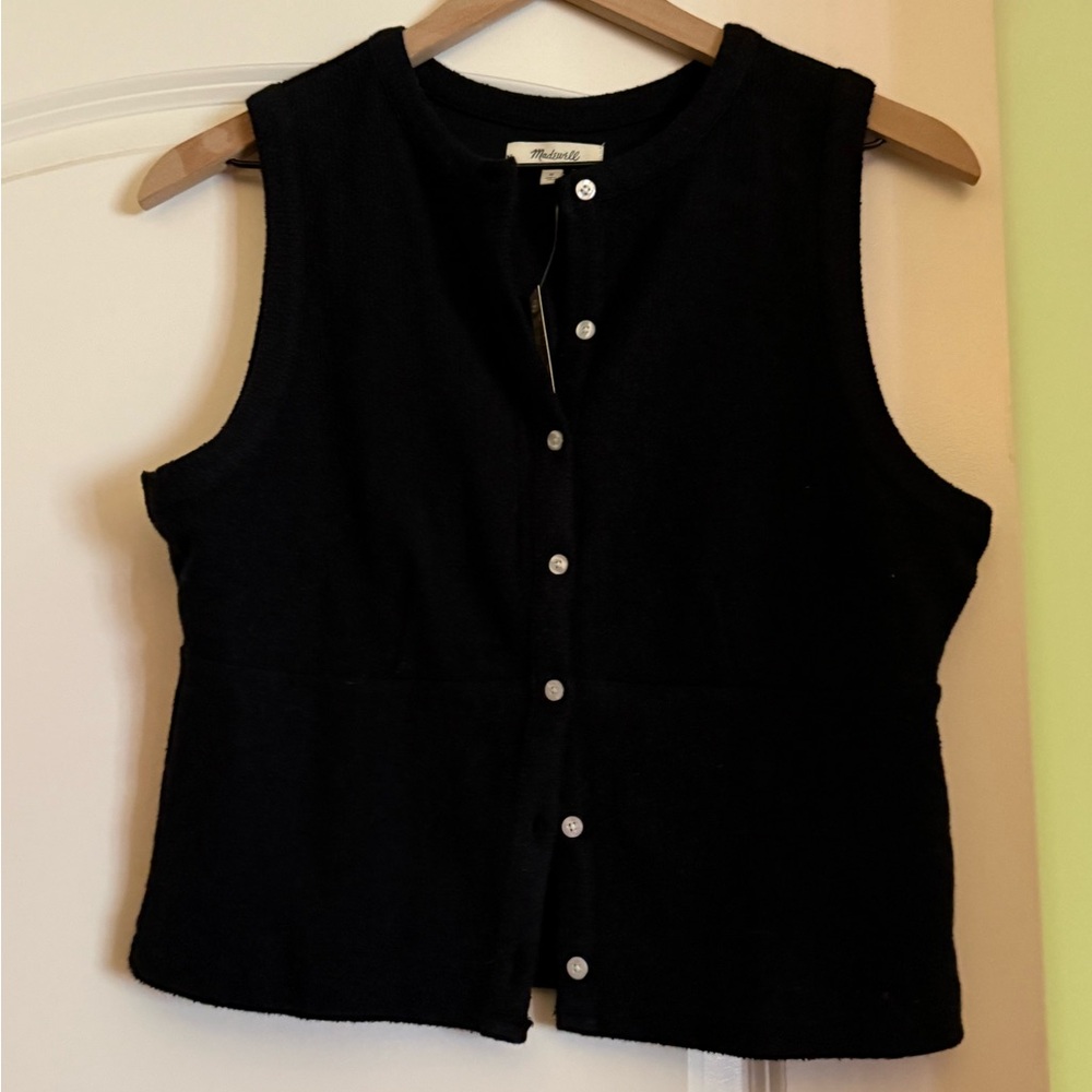 Madewell Black Sleeveless Button-Up Vest